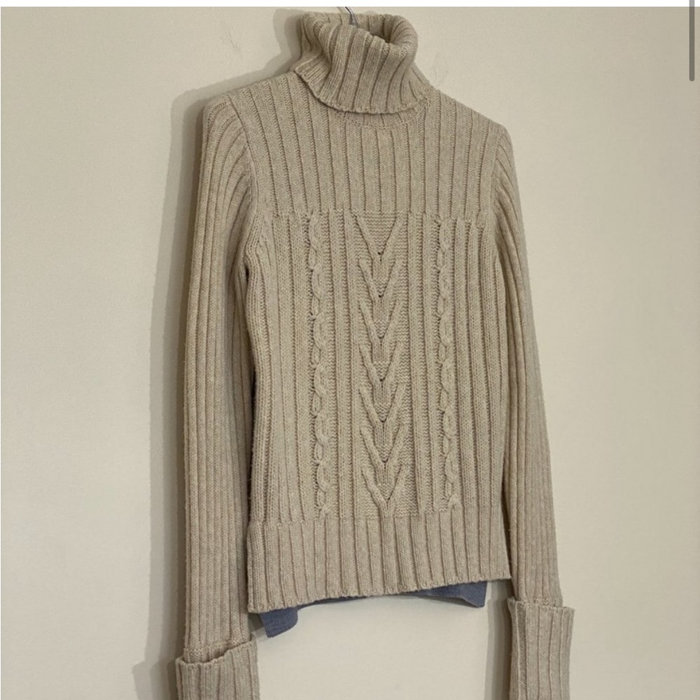 Tory Burch Wool/Camel Hair Turtleneck Mixed Media